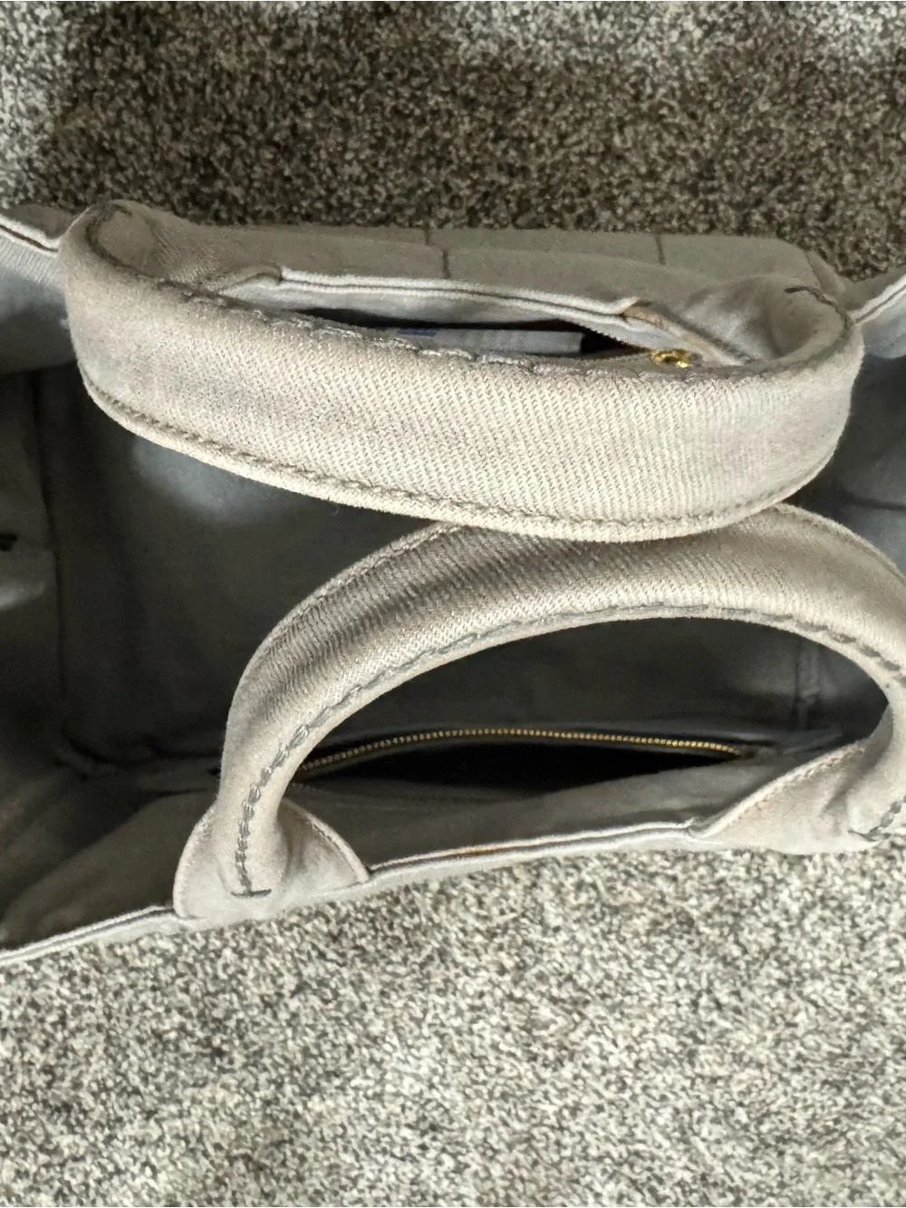 Prada Gray Canvas Tote with White Logo